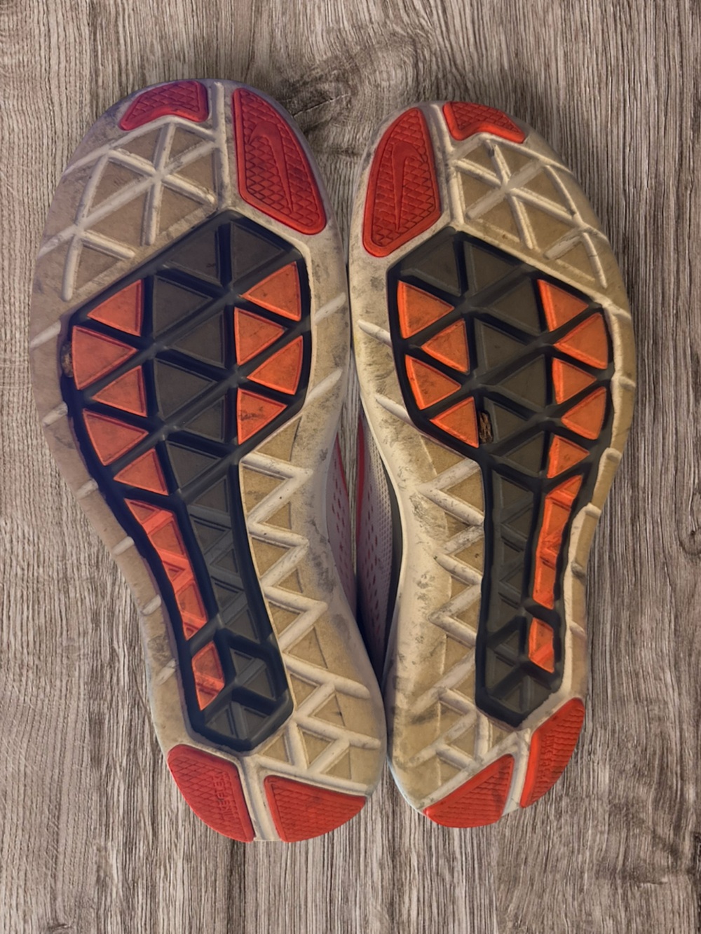 Nike White and Coral Knit Training Sneakers - Picture 7 of 9